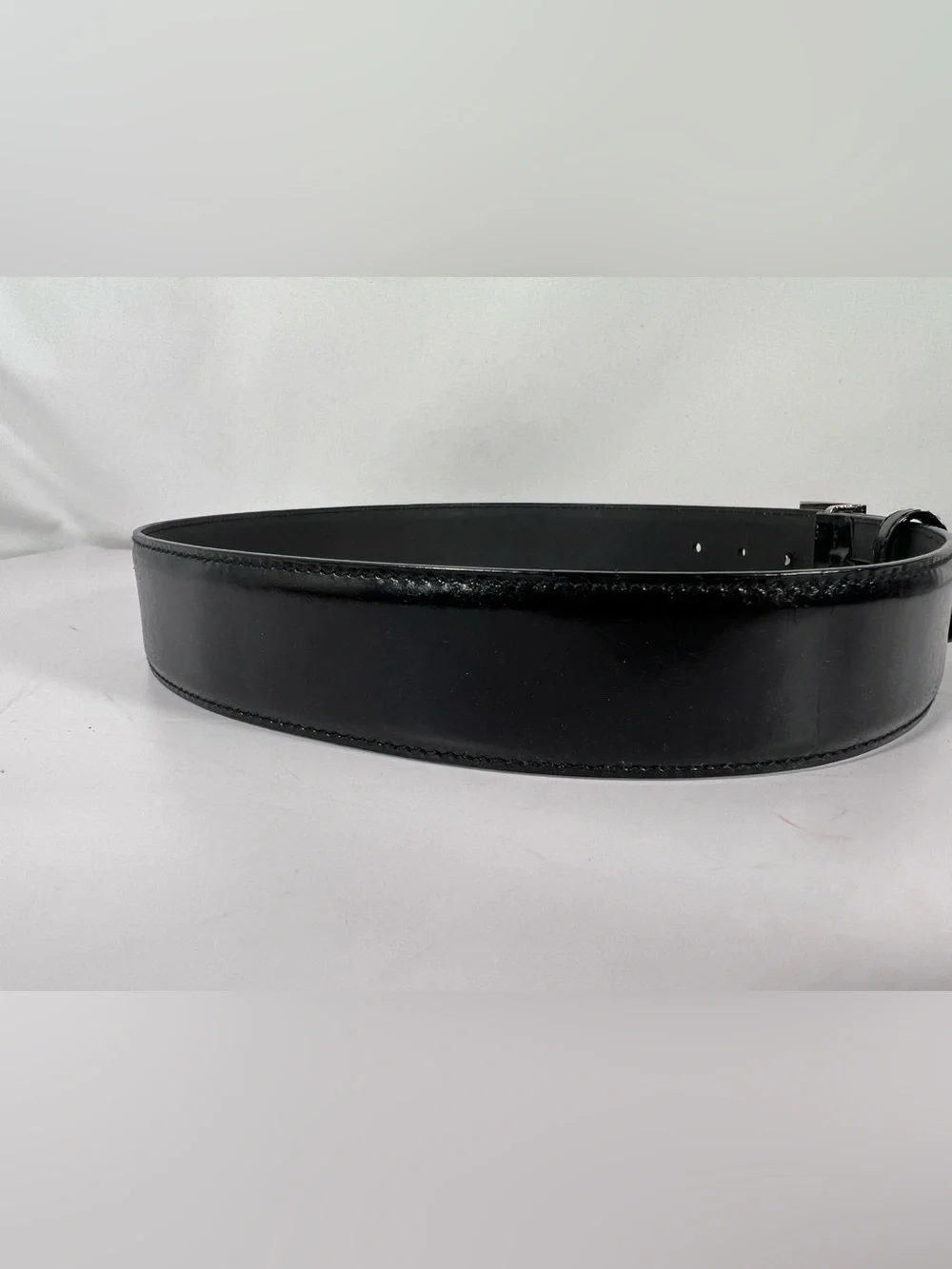 Salvatore Ferragamo Black Leather Gancini Buckle Belt Size 23/80